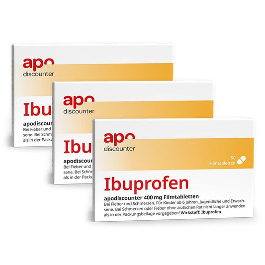 apodiscounter Ibuprofen 400 mg Schmerztabletten (50 Stk) - schnell wirksam & stark gegen Schmerzen