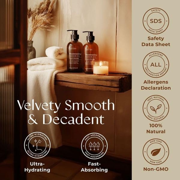 Gya Labs Lavendel Massageöle - 100% Reines Natürliches Aromatherapie Massageöl zur Körperentspannung für Männer und Frauen - Hergestellt mit Jojoba, Argan und Lavendel