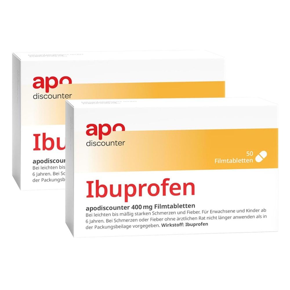 apodiscounter Ibuprofen 400 mg Schmerztabletten (50 Stk) - schnell wirksam & stark gegen Schmerzen