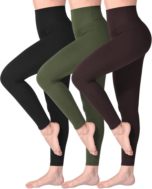 SINOPHANT Women's High Waist Opaque Leggings with Abdominal Control for Sports Yoga Gym