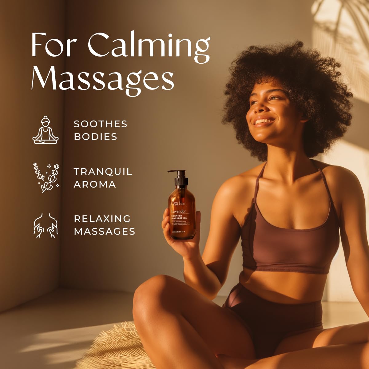 Gya Labs Lavendel Massageöle - 100% Reines Natürliches Aromatherapie Massageöl zur Körperentspannung für Männer und Frauen - Hergestellt mit Jojoba, Argan und Lavendel