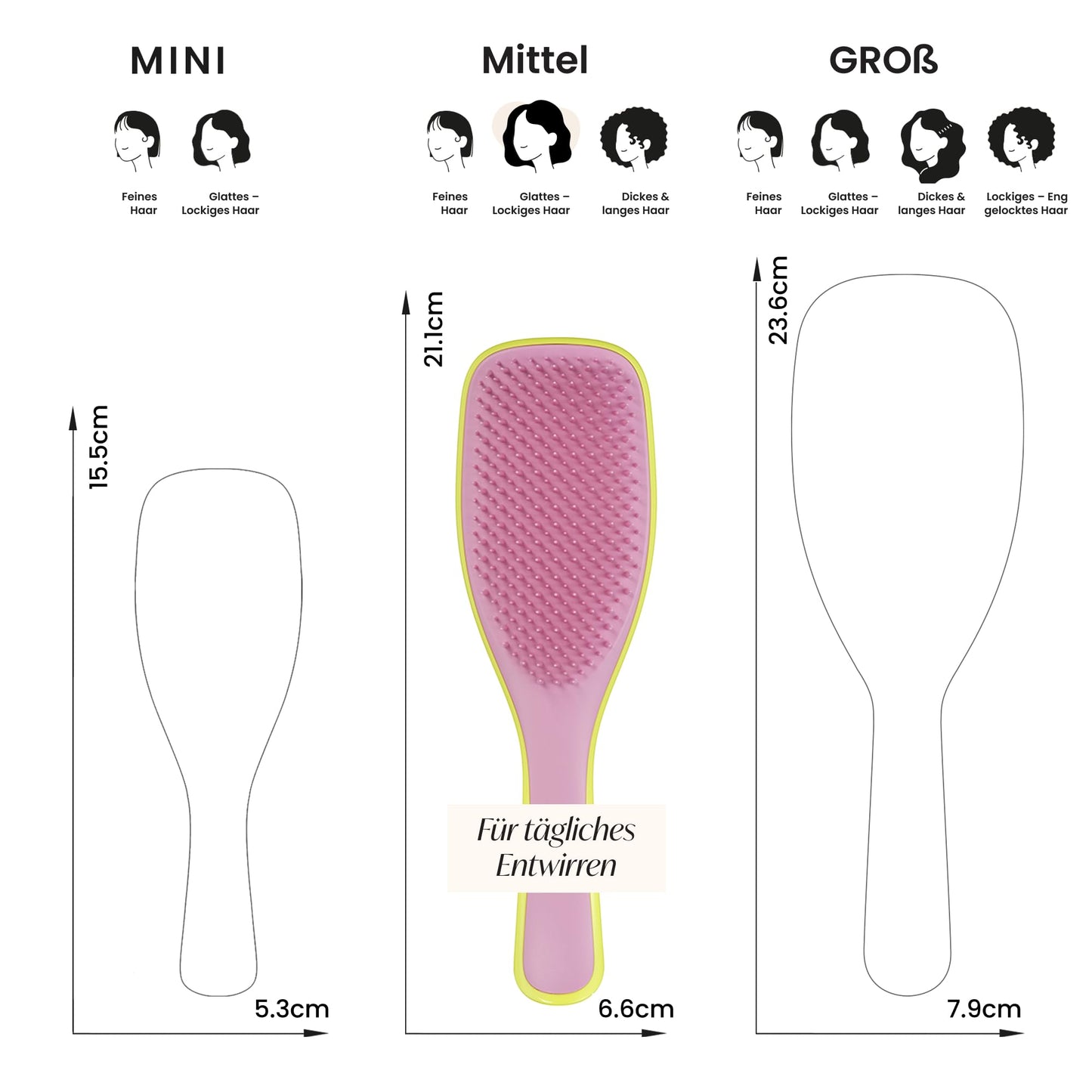 Tangle Teezer Ultimate Detangler Midnight Black Hair Brush for Wet and Dry Hair, Ergonomic Handle, Painless Detangling, Ideal for Conditioner Distribution, Eco-Friendly