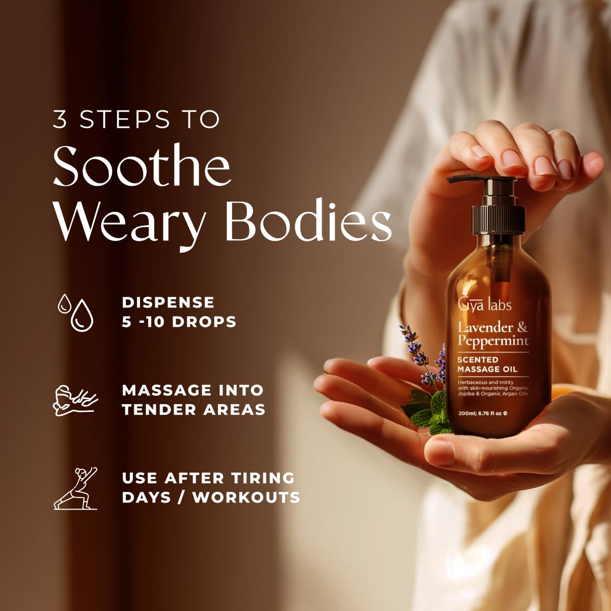 Gya Labs Lavendel Massageöle - 100% Reines Natürliches Aromatherapie Massageöl zur Körperentspannung für Männer und Frauen - Hergestellt mit Jojoba, Argan und Lavendel