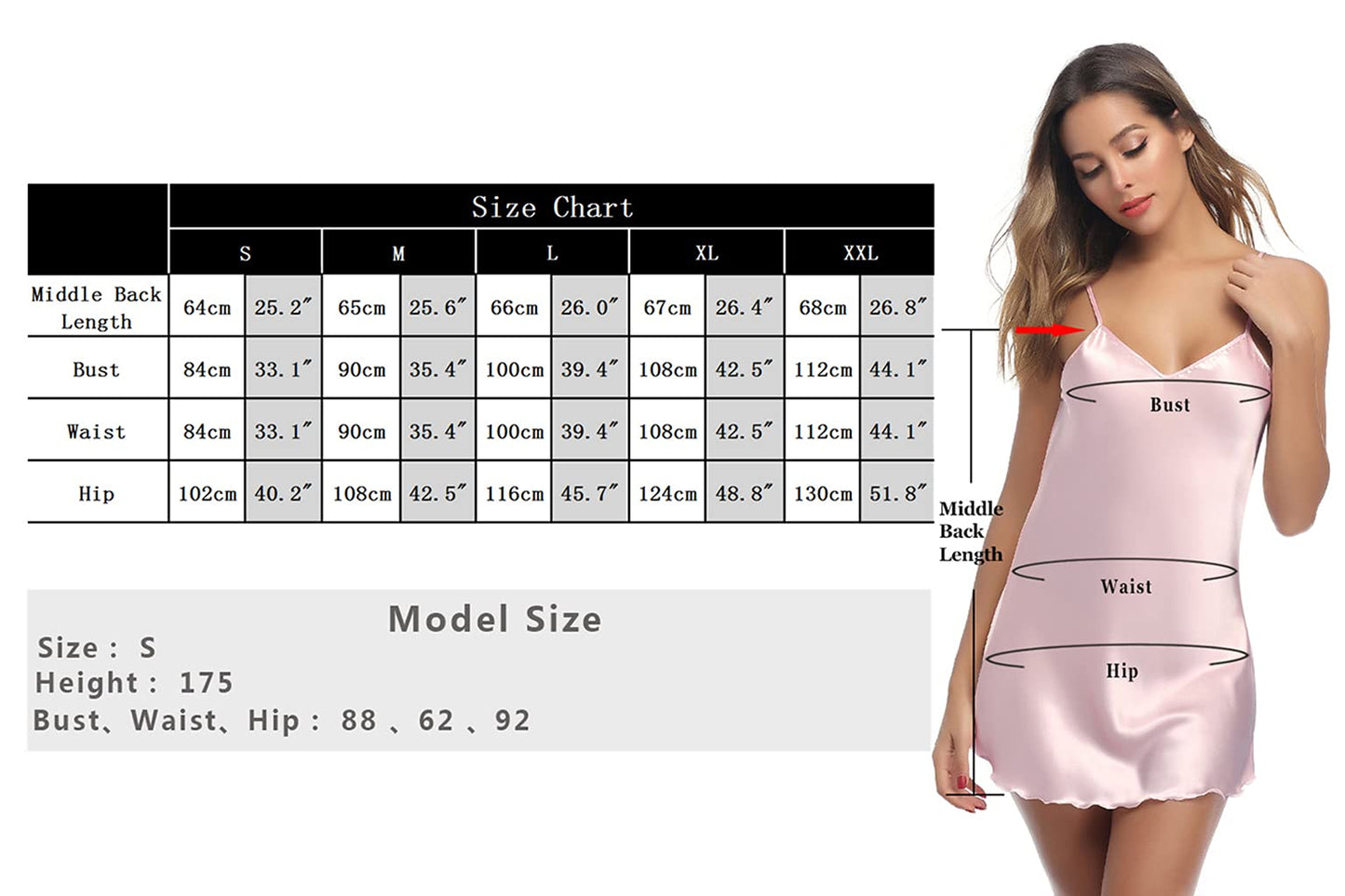 Litherday Negligee Women's Sexy Babydoll Short Satin Nightdress V-Neck Night Dress Summer Sleepwear Sleepwear Pack of 2