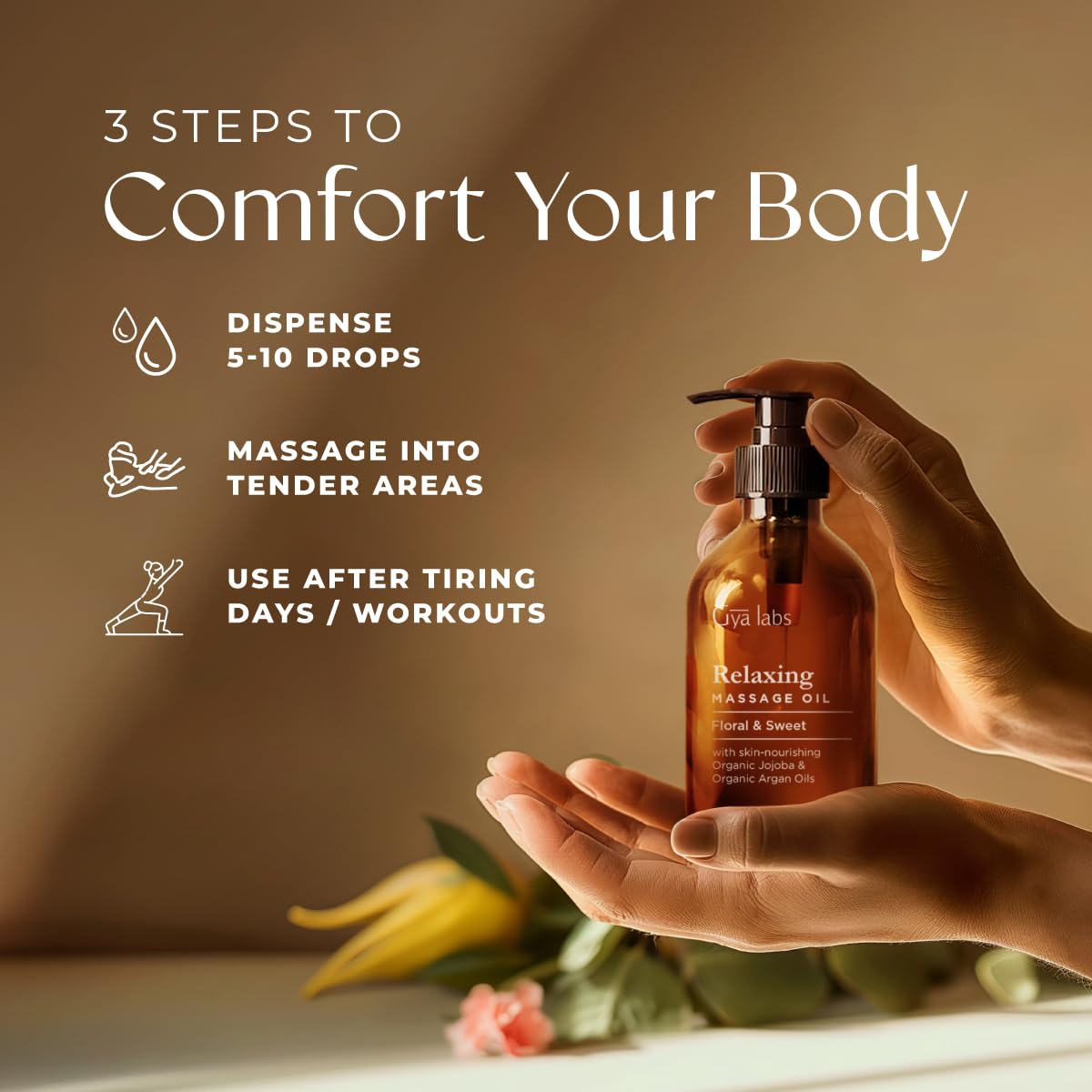 Gya Labs Lavendel Massageöle - 100% Reines Natürliches Aromatherapie Massageöl zur Körperentspannung für Männer und Frauen - Hergestellt mit Jojoba, Argan und Lavendel