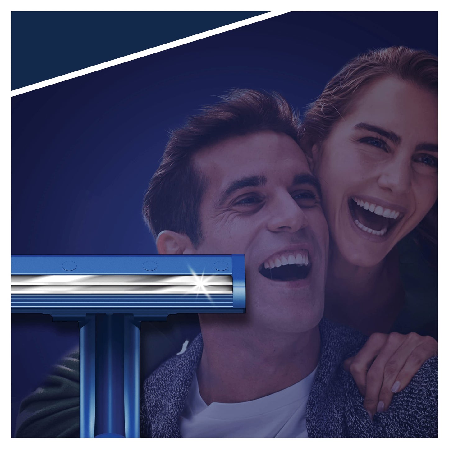 Gillette Blue3 Simple Men's Disposable Razor, 8 Razors with Triple Blade, Wet Razor with Fixed Blade Head, Moisture Strips