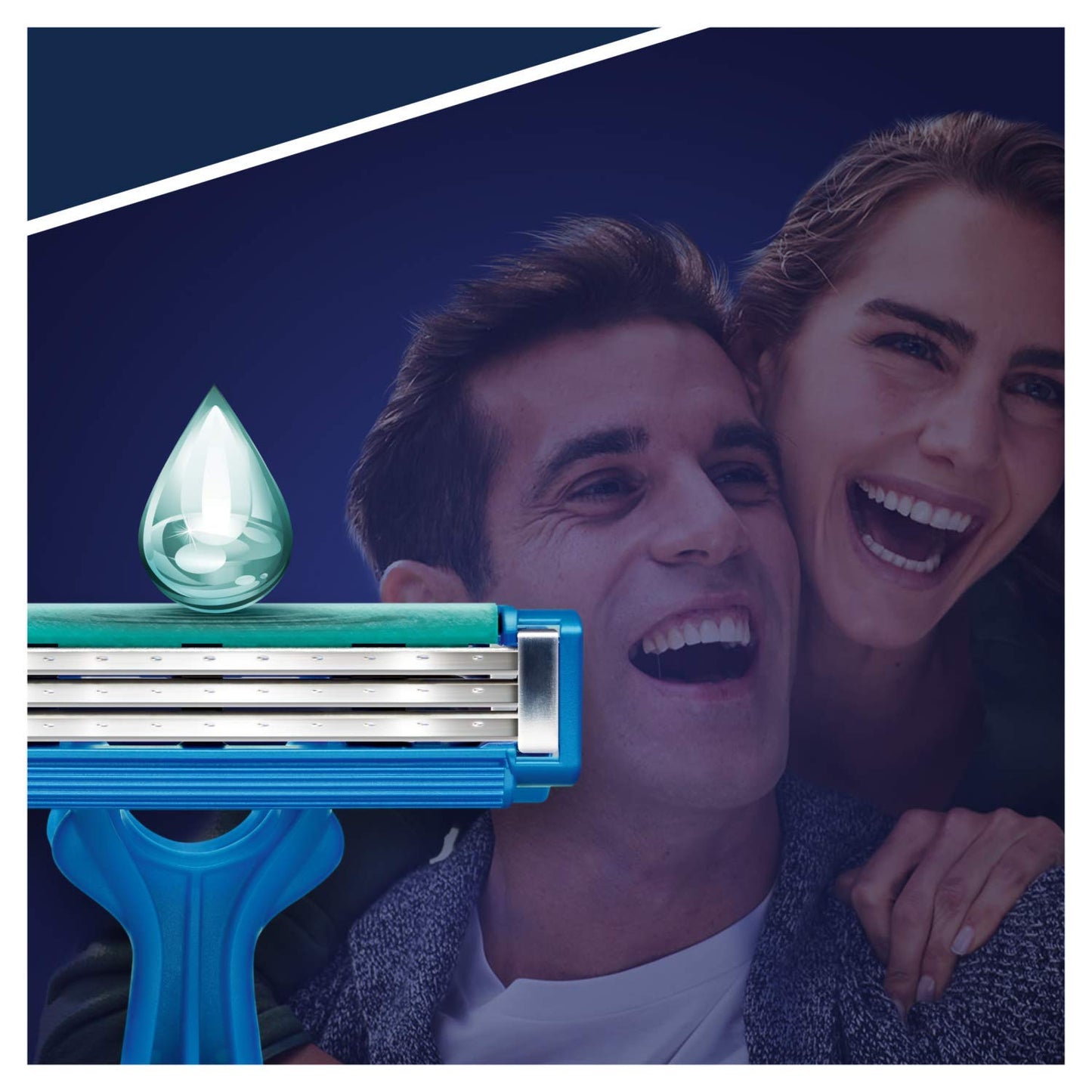 Gillette Blue3 Simple Men's Disposable Razor, 8 Razors with Triple Blade, Wet Razor with Fixed Blade Head, Moisture Strips