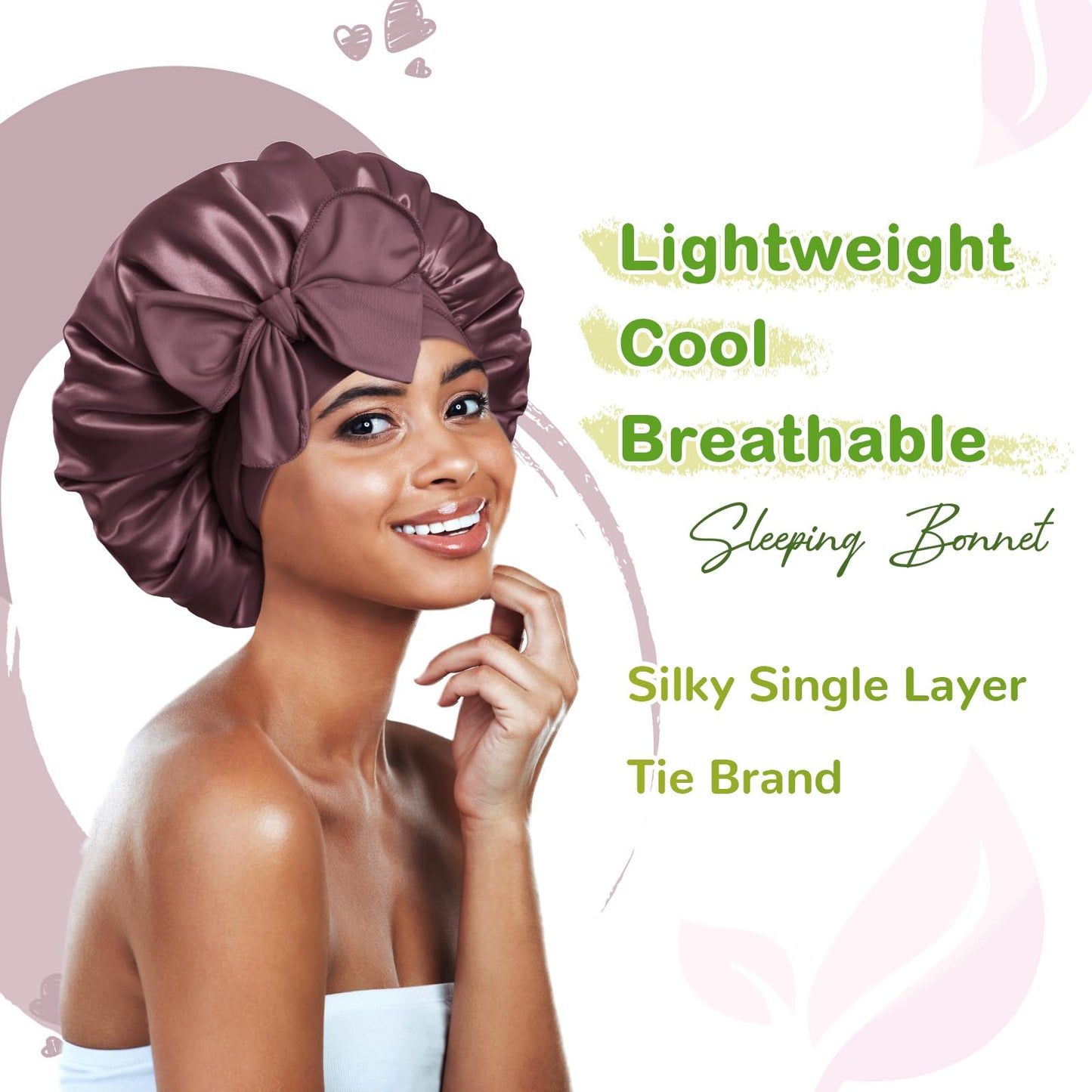 BONNET QUEEN Satin Silk Sleep Cap, Adjustable Women’s/Men’s Bonnet, Night Hair Care Protection Head Cap for Curly, Long Hair, Smooth, Breathable (M, Black)