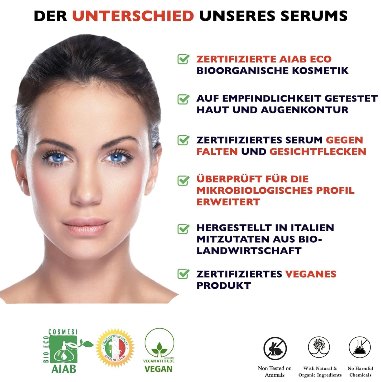 60ml Bio Hyaluron Serum mit Vitamin C, E. Hochkonzentriert Anti-Falten, Anti-Aging & Dunkle-Flecken. Hyaluronsäure-Gesichtsserum, Ideal als Augenkonturcreme. Dermaroller Essence. Vegane Naturkosmetik