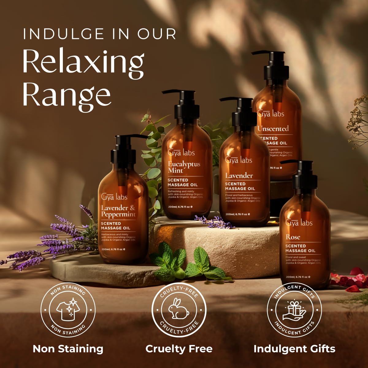 Gya Labs Lavendel Massageöle - 100% Reines Natürliches Aromatherapie Massageöl zur Körperentspannung für Männer und Frauen - Hergestellt mit Jojoba, Argan und Lavendel