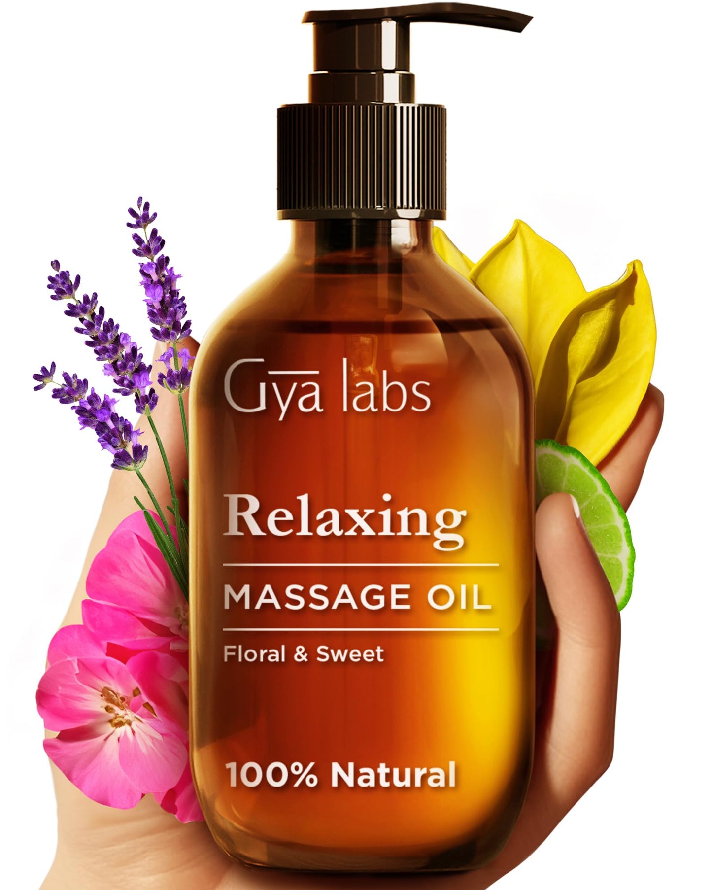 Gya Labs Lavendel Massageöle - 100% Reines Natürliches Aromatherapie Massageöl zur Körperentspannung für Männer und Frauen - Hergestellt mit Jojoba, Argan und Lavendel