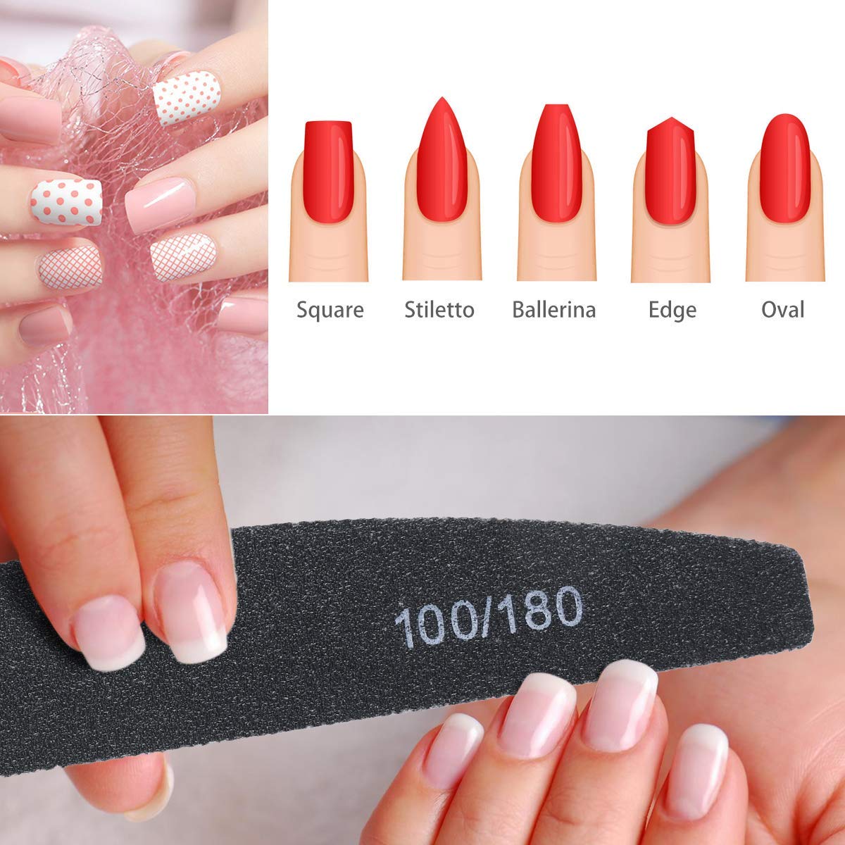 URAQT Pack of 16 Nail Files for Gel Nails