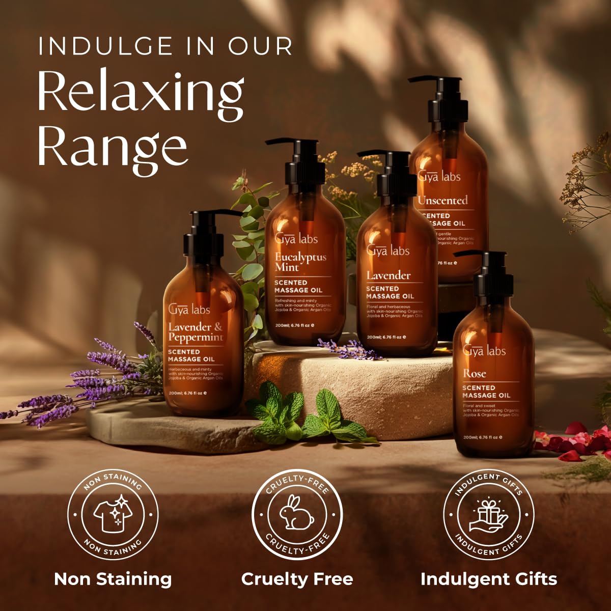 Gya Labs Lavendel Massageöle - 100% Reines Natürliches Aromatherapie Massageöl zur Körperentspannung für Männer und Frauen - Hergestellt mit Jojoba, Argan und Lavendel