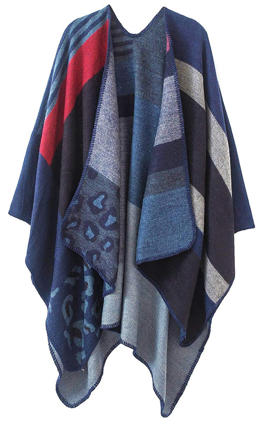 Shmily Girl Poncho Damen Strick Poncho Winter Warm Elegant Poncho Decke Poncho Cape Mantel Übergroße Poncho Schal Frauen