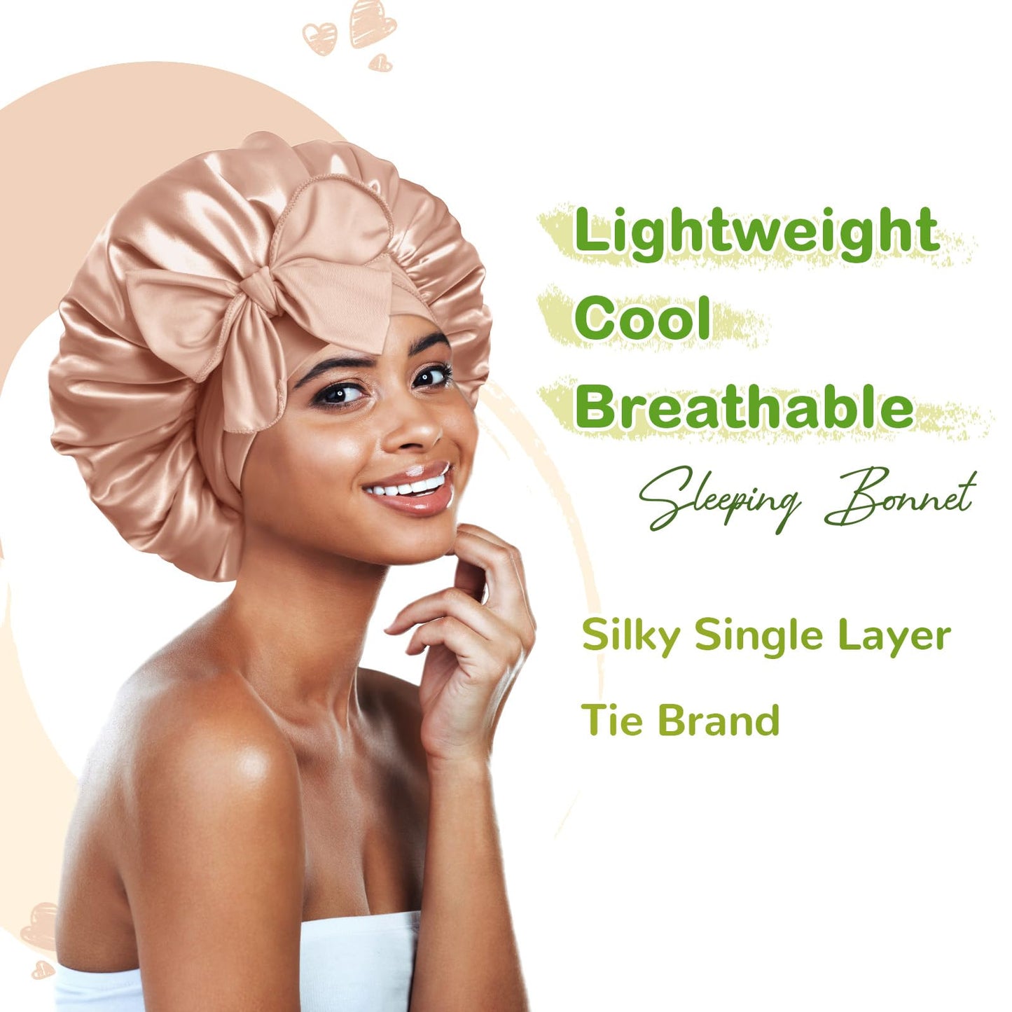 BONNET QUEEN Satin Silk Sleep Cap, Adjustable Women’s/Men’s Bonnet, Night Hair Care Protection Head Cap for Curly, Long Hair, Smooth, Breathable (M, Black)