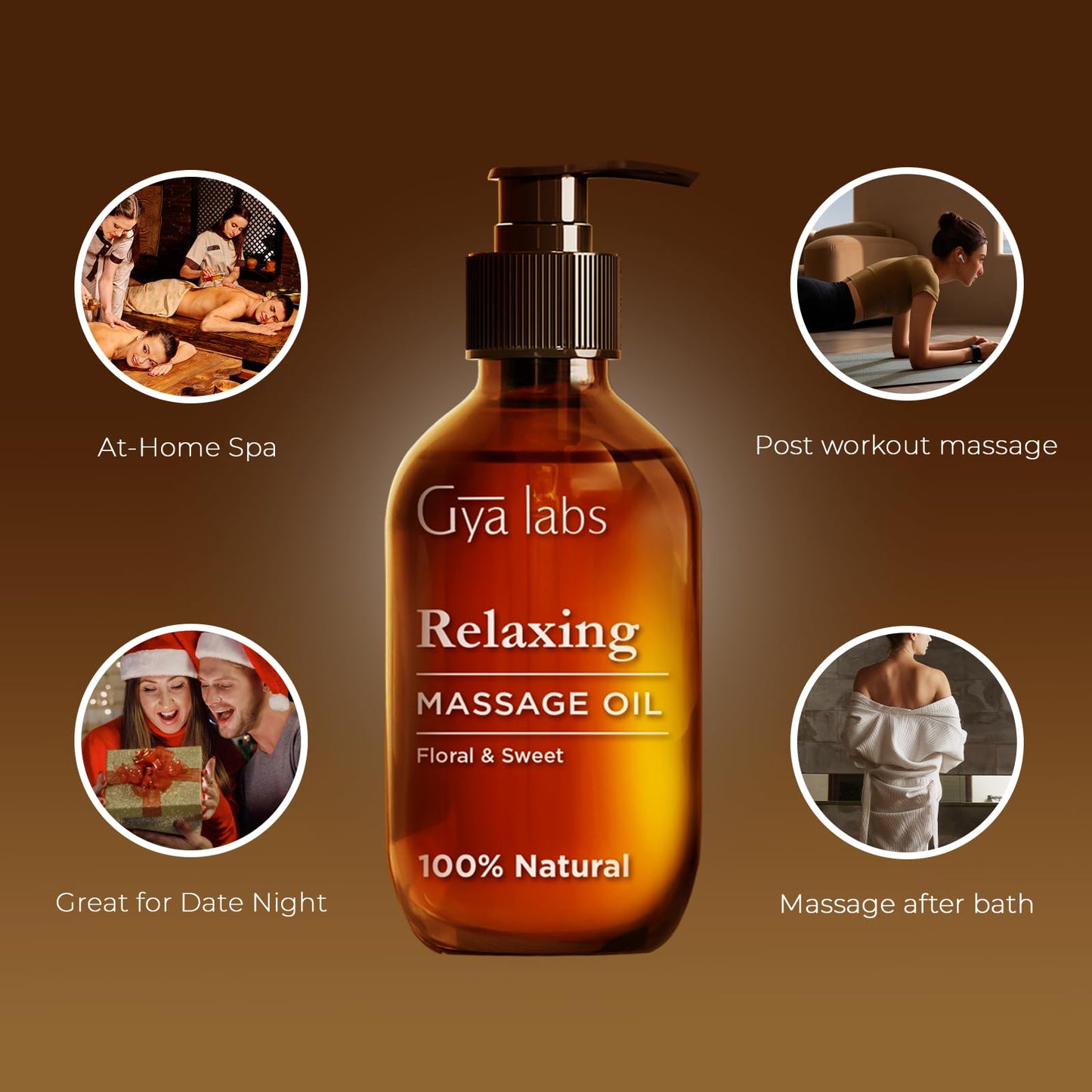 Gya Labs Lavendel Massageöle - 100% Reines Natürliches Aromatherapie Massageöl zur Körperentspannung für Männer und Frauen - Hergestellt mit Jojoba, Argan und Lavendel