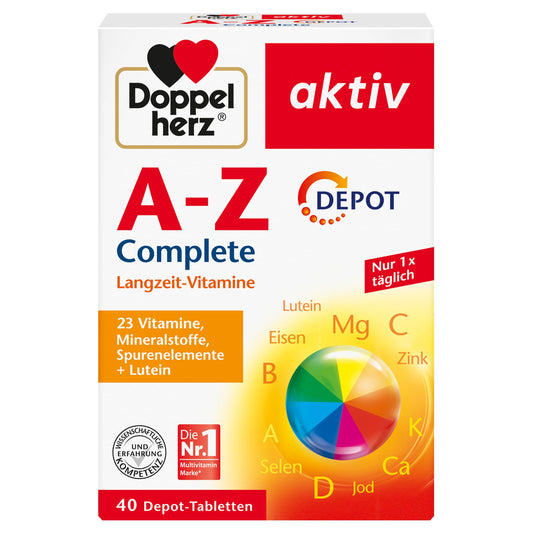 Doppelherz A-Z Complete DEPOT Long-Term Vitamins - 23 Vitamins, Minerals & Trace Elements Plus Lutein - 40 Preventive Tablets