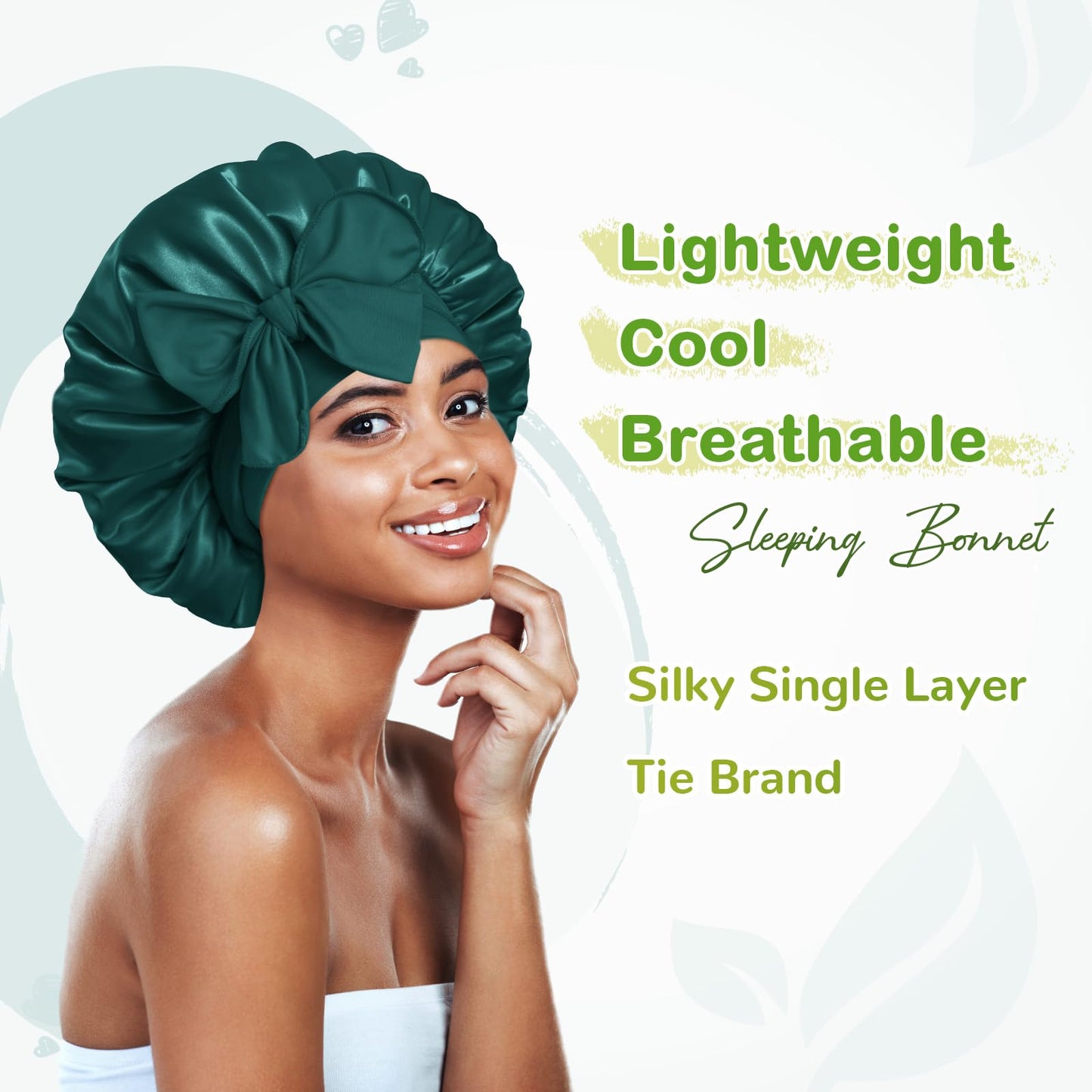 BONNET QUEEN Satin Silk Sleep Cap, Adjustable Women’s/Men’s Bonnet, Night Hair Care Protection Head Cap for Curly, Long Hair, Smooth, Breathable (M, Black)