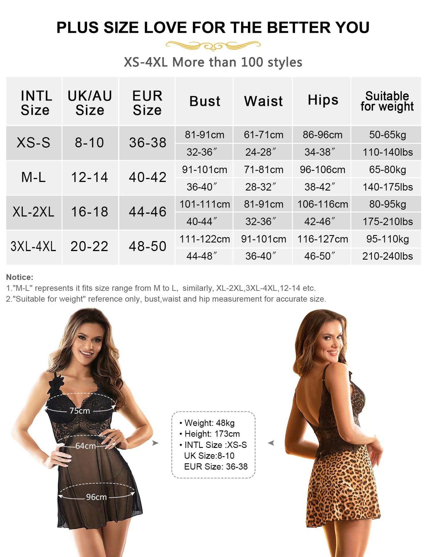 ohmydear Babydoll Lingerie for Women Large Sizes Negligee Women's Sexy Leopard Dress V-Neck Nightdress Women's Sexy Sleepwear with Briefs Soft Comfortable