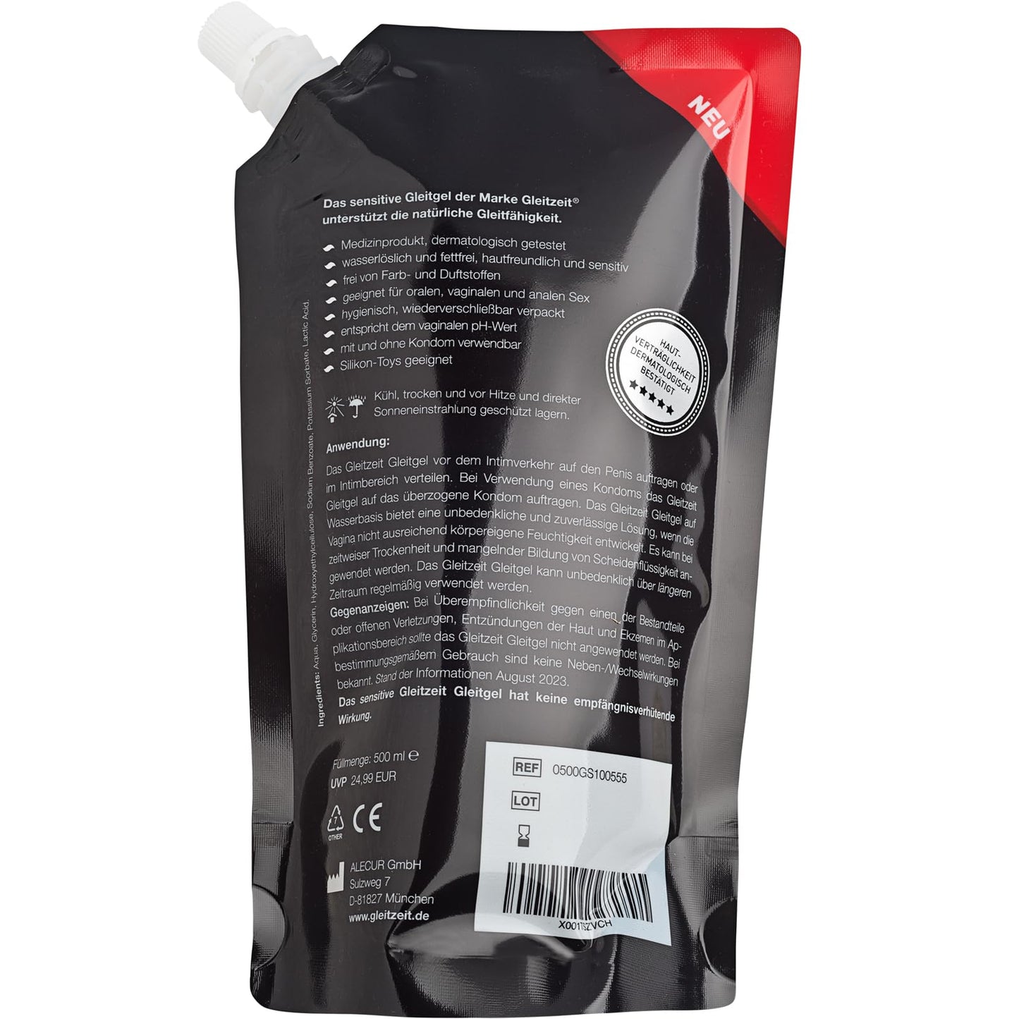 Gleitzeit® Gleitgel wasserbasiert (250ml) PREMIUM Gleitmittel sensitives Intimgel
