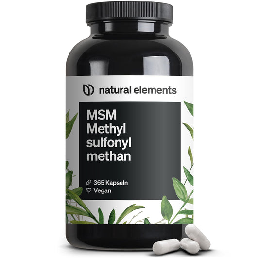 MSM Capsules, 365 Vegan Capsules, Laboratory Tested, 1600 mg, Methylsulfonylmethane (MSM) Powder per Daily Dose, No Magnesium Stearate, High Dose, Produced in Germany