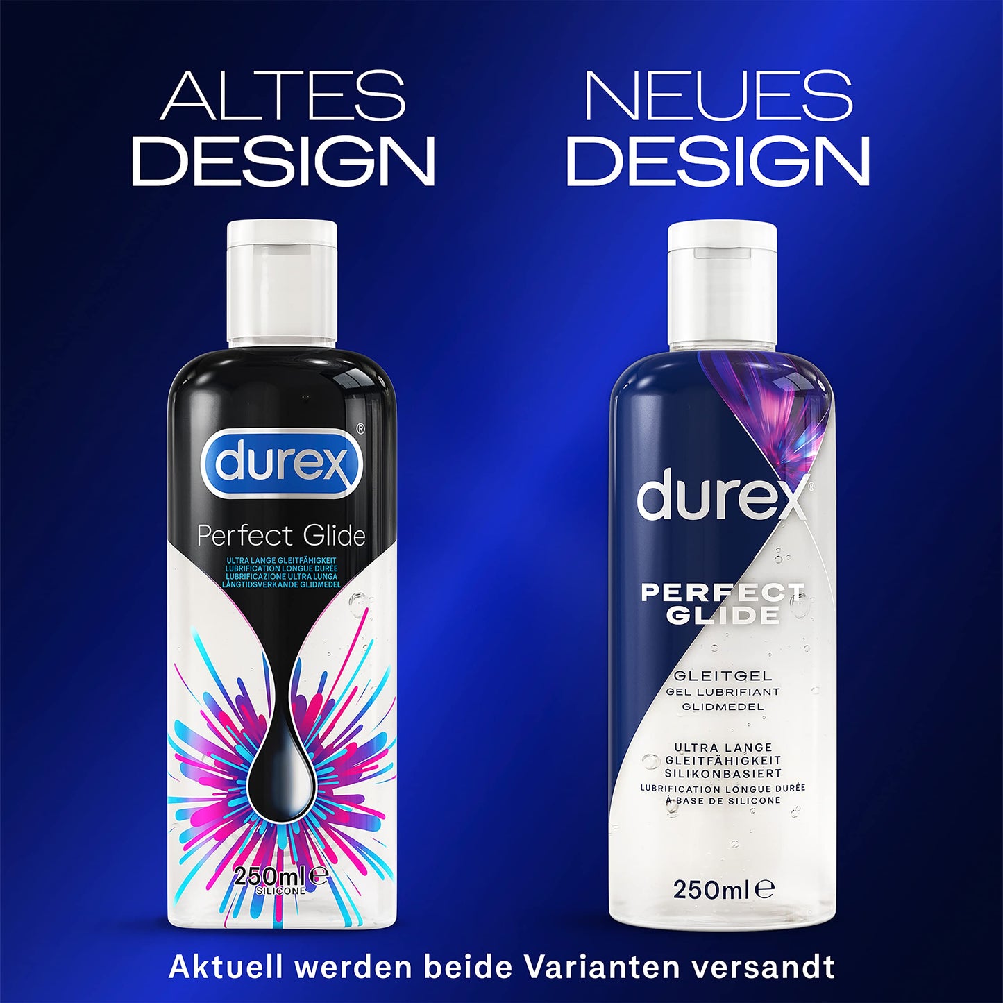 Durex Perfect Glide Lubricant, Silicone-Based Gel, Long-Lasting, Ideal for Anal Sex, 2 x 100 ml