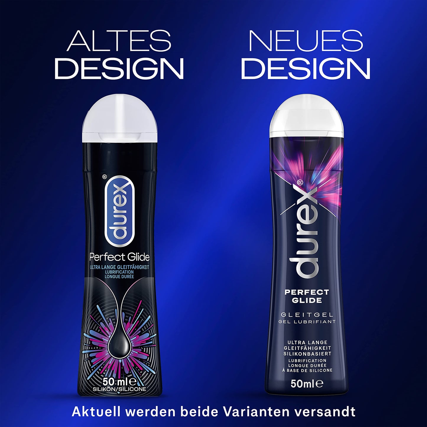 Durex Perfect Glide Lubricant, Silicone-Based Gel, Long-Lasting, Ideal for Anal Sex, 2 x 100 ml