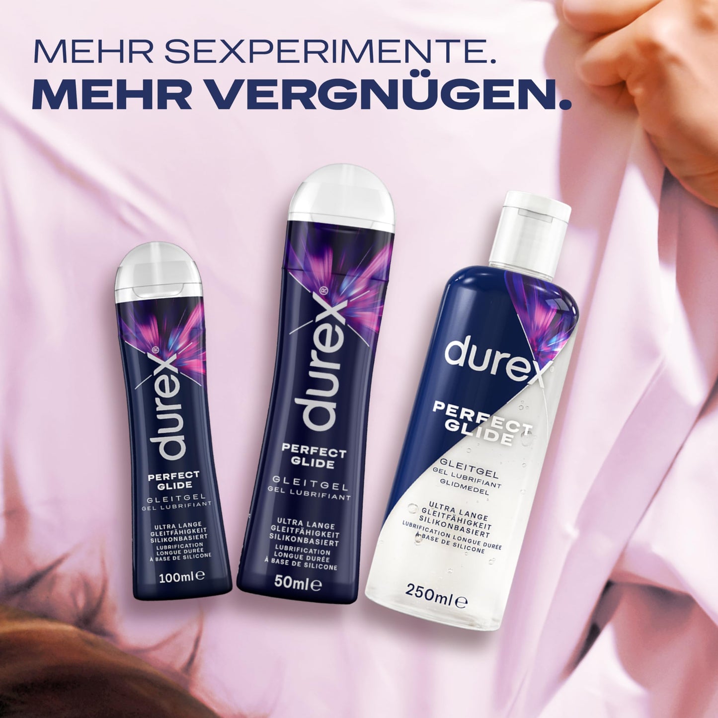 Durex Perfect Glide Lubricant, Silicone-Based Gel, Long-Lasting, Ideal for Anal Sex, 2 x 100 ml