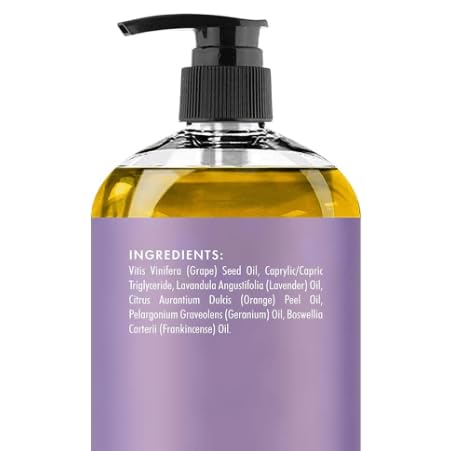 MAJESTIC PURE Lavender Massage Oil for Massage Therapy - Refreshing and Relaxing - Natural Oils with Lavender Essential Oil - For All Skin Types - Men and Women - 236ml