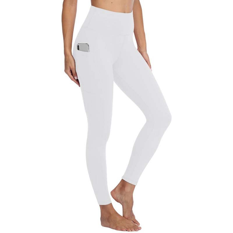 Gayhay Leggings, Women's High-Waist Sports Leggings with Pockets, Black Sports Leggings, Long Sports Trousers, Tummy Control Opaque Fitness Trousers, Yoga and Gym Leggings, Running Trousers