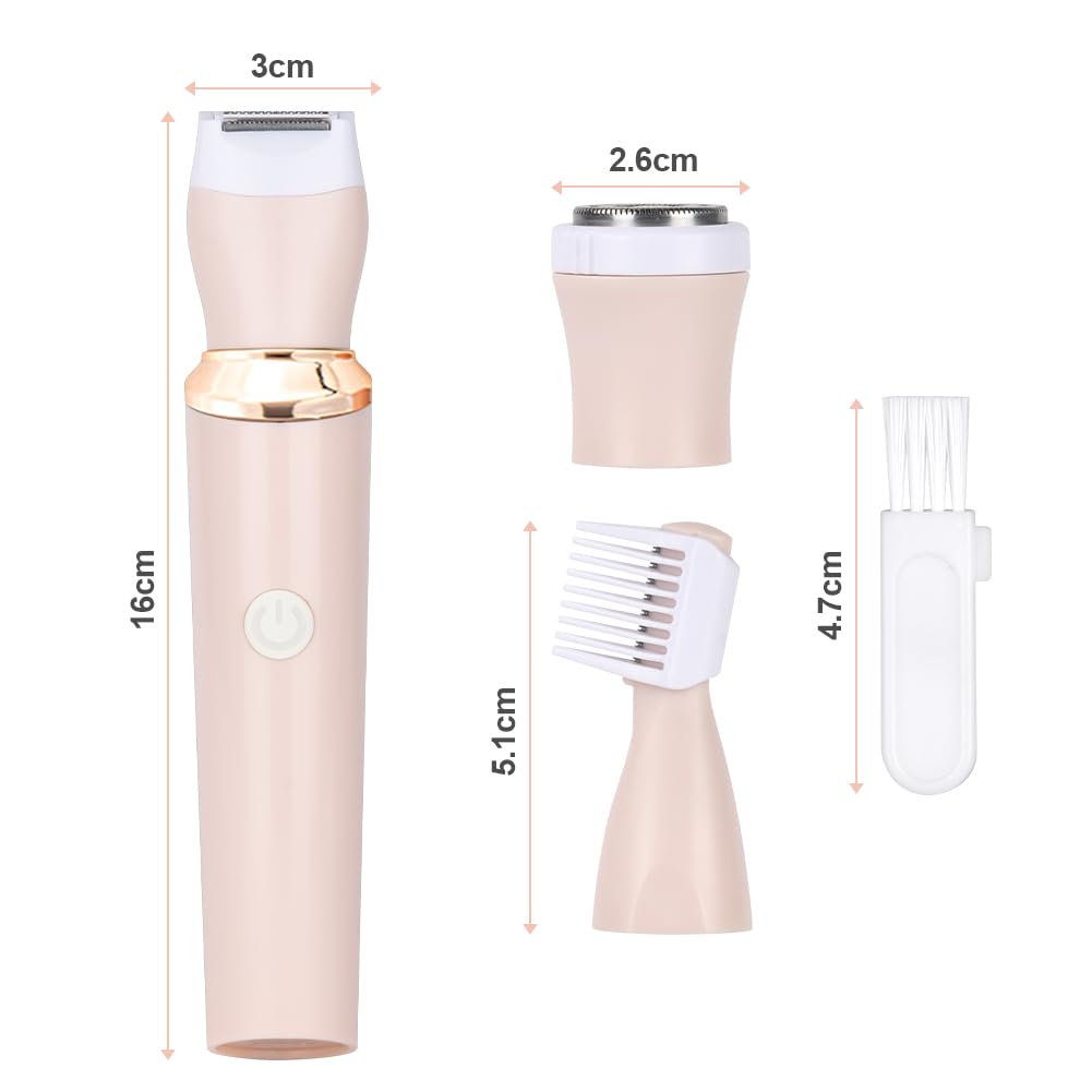 ACWOO Electric Shaver for Women, 4-in-1 Electric Women's Razor, Painless Intimate Shaver for Women, Hair Trimmer for Face, Nose, Armpits, Intimate Area, Bikini Area, USB Charging