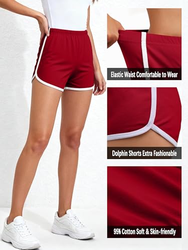 URATOT 2 Pack Women Cotton Gym Yoga Summer Running Sports Dance Shorts with Elastic Waist