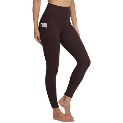 Gayhay Leggings, Women's High-Waist Sports Leggings with Pockets, Black Sports Leggings, Long Sports Trousers, Tummy Control Opaque Fitness Trousers, Yoga and Gym Leggings, Running Trousers