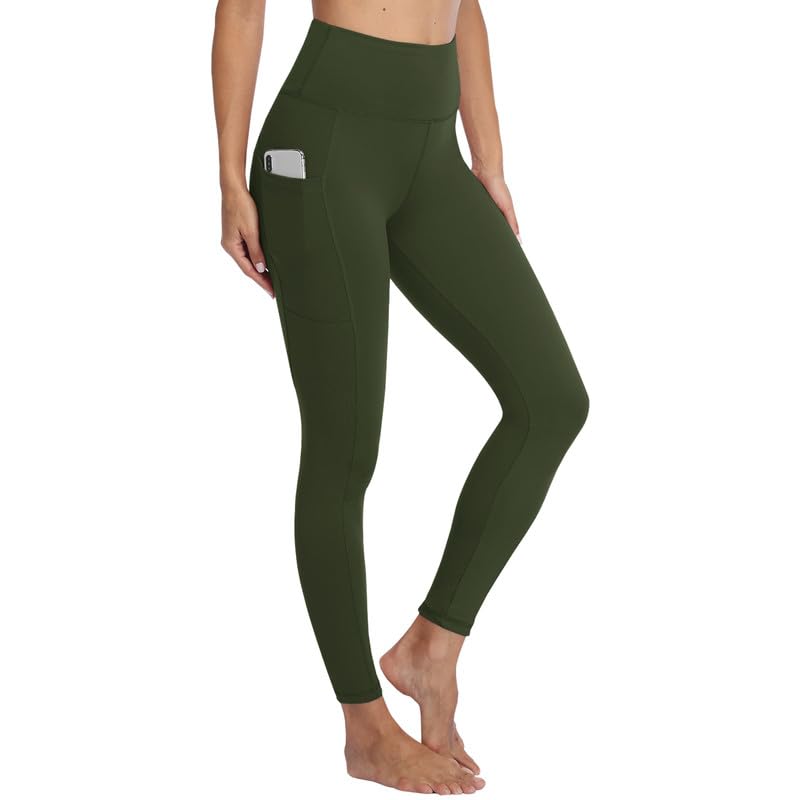 Gayhay Leggings, Women's High-Waist Sports Leggings with Pockets, Black Sports Leggings, Long Sports Trousers, Tummy Control Opaque Fitness Trousers, Yoga and Gym Leggings, Running Trousers