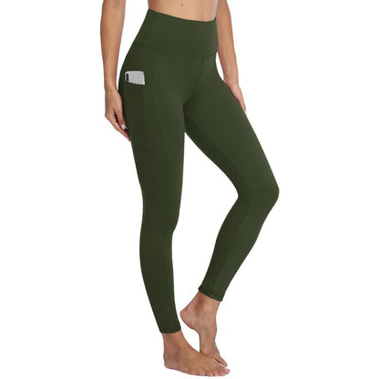 Gayhay Leggings, Women's High-Waist Sports Leggings with Pockets, Black Sports Leggings, Long Sports Trousers, Tummy Control Opaque Fitness Trousers, Yoga and Gym Leggings, Running Trousers