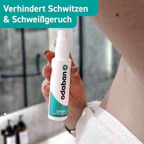 ODABAN Antitranspirant Deo Spray gegen starkes Schwitzen I Anti Schweiß Deo bei Hyperhidrose, Schwitzen am Kopf, schwitzige Hände I Anti transpirant für Männer & Frauen mit Langzeitschutz 30ml