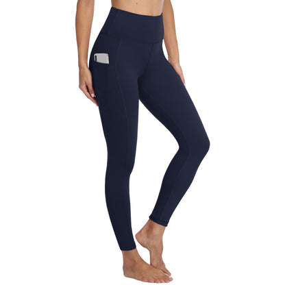 Gayhay Leggings, Women's High-Waist Sports Leggings with Pockets, Black Sports Leggings, Long Sports Trousers, Tummy Control Opaque Fitness Trousers, Yoga and Gym Leggings, Running Trousers