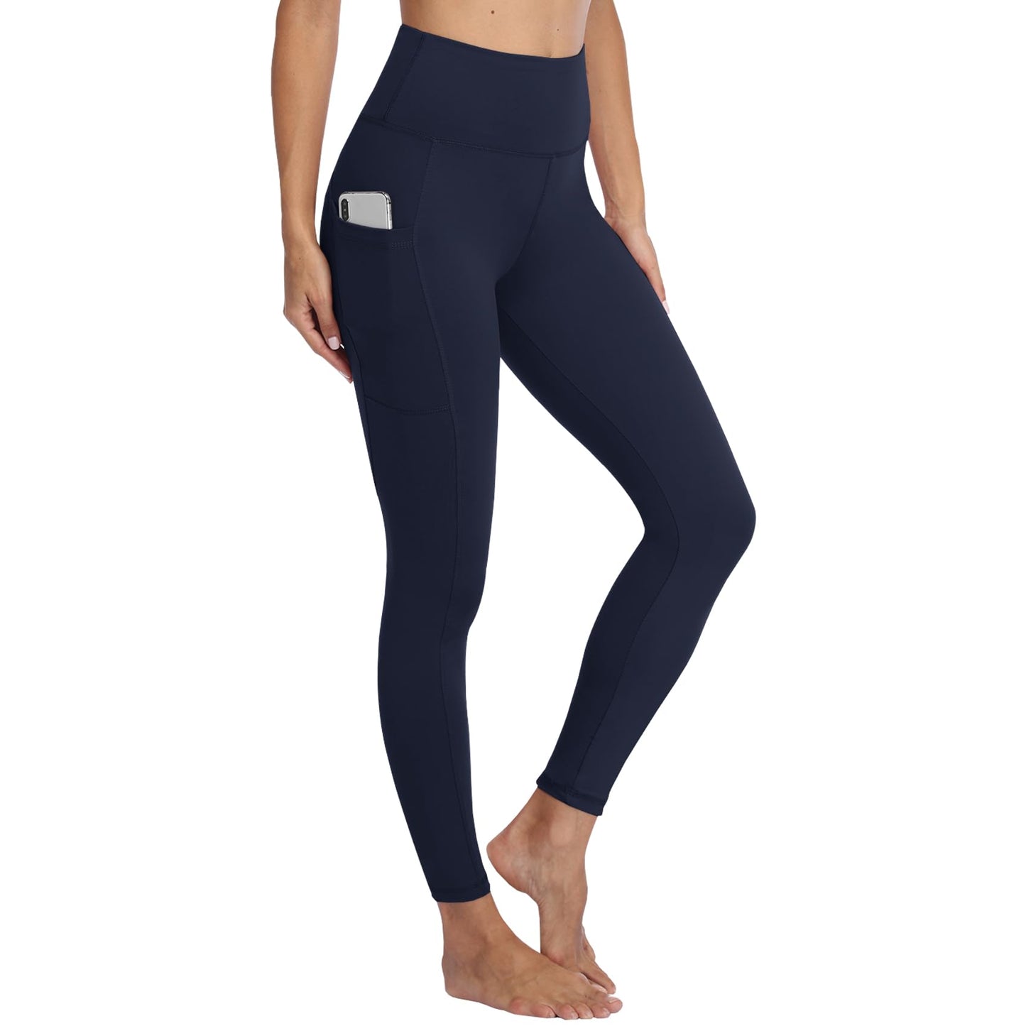 Gayhay Leggings, Women's High-Waist Sports Leggings with Pockets, Black Sports Leggings, Long Sports Trousers, Tummy Control Opaque Fitness Trousers, Yoga and Gym Leggings, Running Trousers