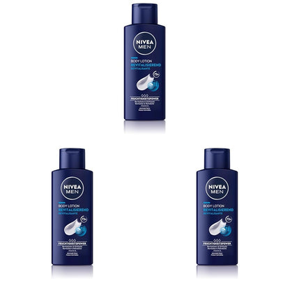NIVEA MEN Body Lotion Revitalising, Non-Greasy Body Cream with Vitamin E, Fast Absorbing and Refreshing Body Milk for Normal Skin (250 ml)