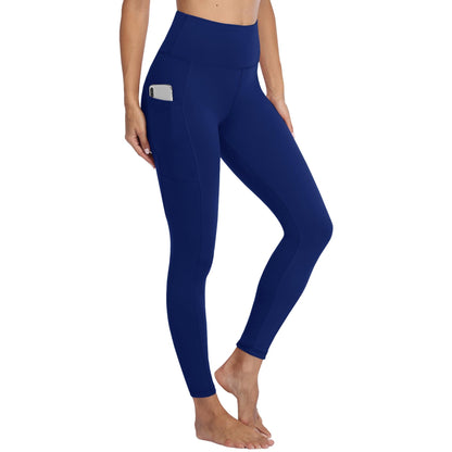 Gayhay Leggings, Women's High-Waist Sports Leggings with Pockets, Black Sports Leggings, Long Sports Trousers, Tummy Control Opaque Fitness Trousers, Yoga and Gym Leggings, Running Trousers