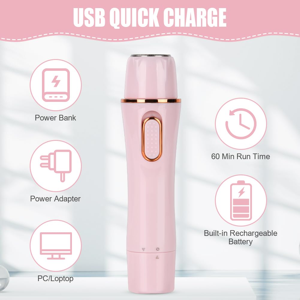 ACWOO Electric Shaver for Women, 4-in-1 Electric Women's Razor, Painless Intimate Shaver for Women, Hair Trimmer for Face, Nose, Armpits, Intimate Area, Bikini Area, USB Charging