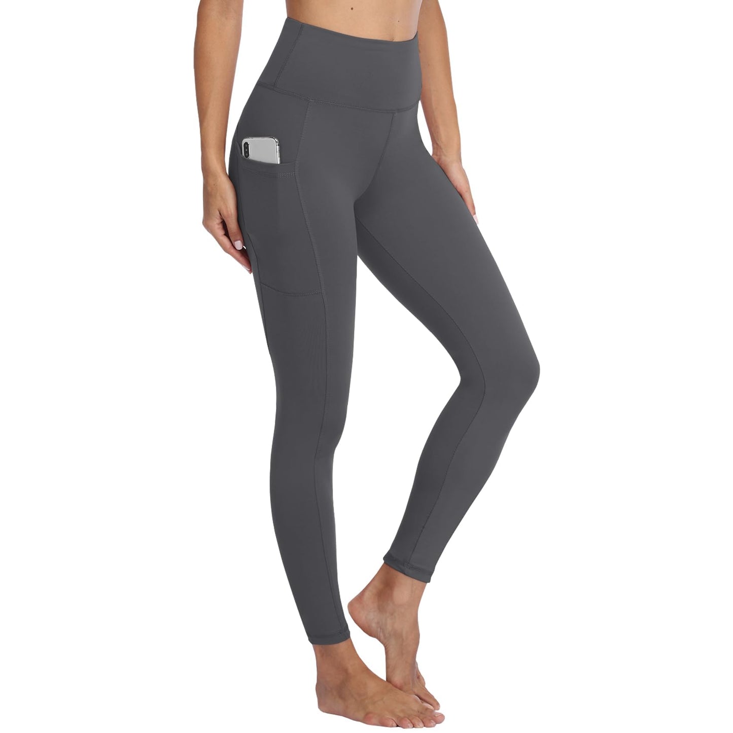 Gayhay Leggings, Women's High-Waist Sports Leggings with Pockets, Black Sports Leggings, Long Sports Trousers, Tummy Control Opaque Fitness Trousers, Yoga and Gym Leggings, Running Trousers