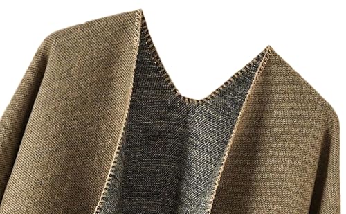 Shmily Girl Poncho Damen Strick Poncho Winter Warm Elegant Poncho Decke Poncho Cape Mantel Übergroße Poncho Schal Frauen