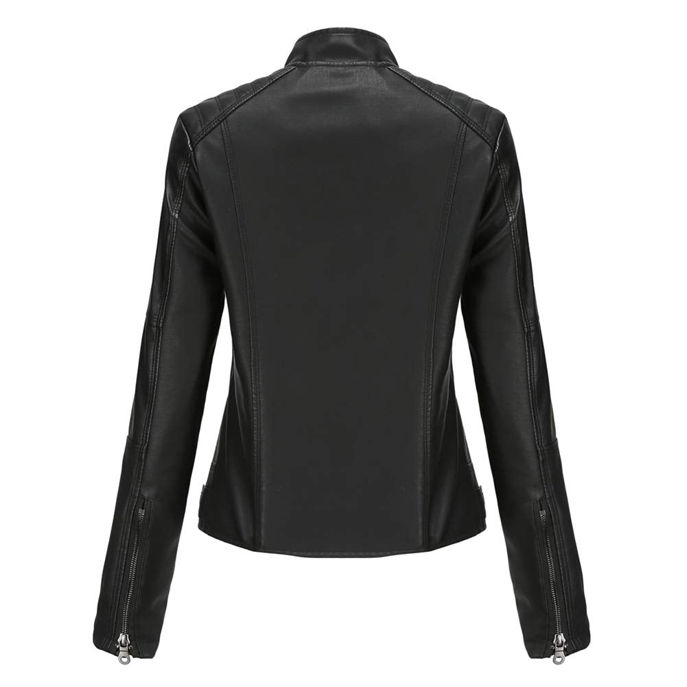 Yynuda Leather Jacket, Women's Short Jacket, Transition Jacket Made of Faux Leather, with Zip, For Autumn