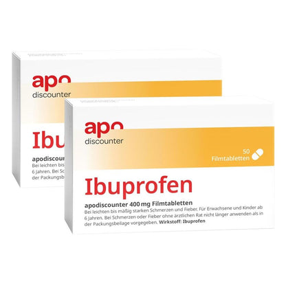 apodiscounter Ibuprofen 400 mg Schmerztabletten (50 Stk) - schnell wirksam & stark gegen Schmerzen