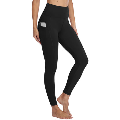Gayhay Leggings, Women's High-Waist Sports Leggings with Pockets, Black Sports Leggings, Long Sports Trousers, Tummy Control Opaque Fitness Trousers, Yoga and Gym Leggings, Running Trousers