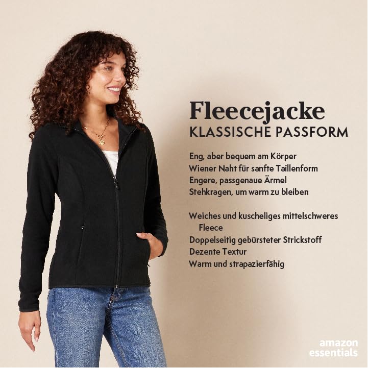 Amazon Essentials Ladies Zip Up Fleece Jacket Classic Fit Knitted Fleece (Available in Plus Sizes)