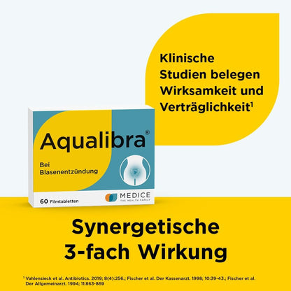 Aqualibra 60 Filmtabletten - bei Blasenentzündung & Harnwegsinfektion - ohne Antibiotika - pflanzlich - ab 12 Jahre