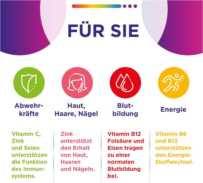 Multivitamin - Centrum Für Sie, 60 St. - Hochwertiges Nahrungsergänzungsmittel mit Mikronährstoffen speziell für Frauen - Vitamine, Mineralstoffe und Spurenelemente zur täglichen Komplettversorgung