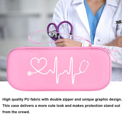 BOVKE Stethoskop Tasche für 3M Littmann Classic III, Lightweight II S.E, Kardiologie IV, MDF Acoustica Lightweight Stethoskope - Extra Tasche passend für Schwesternzubehör für die, Weiß Rosegold